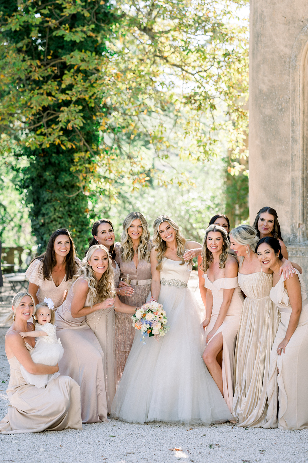 Destination wedding photographer Provence Chateau Robernier Bride and Bridesmaids