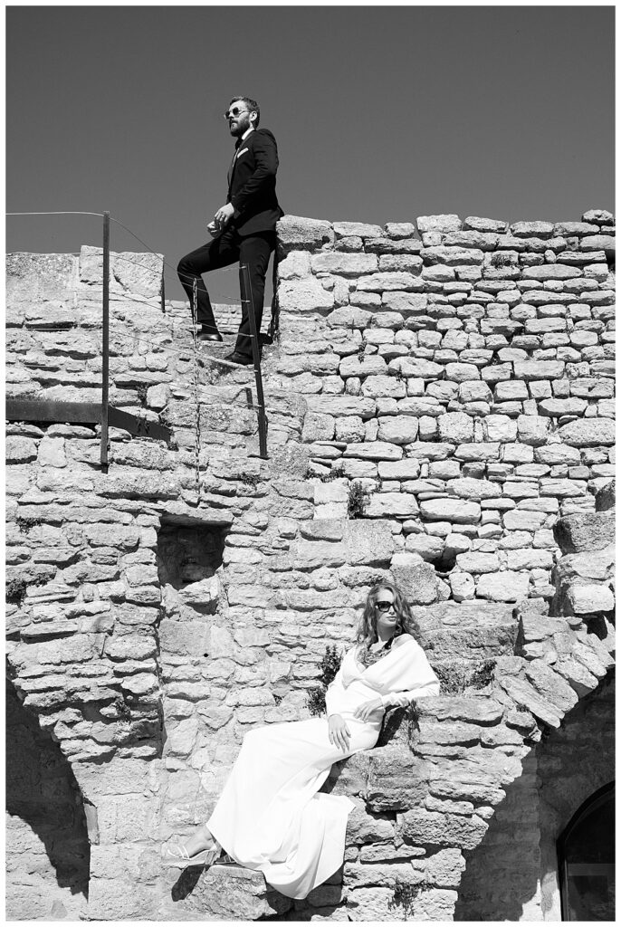 Minimalist Elopement Wedding Inspiration in the Luberon Valley, Provence bride groom ancient village