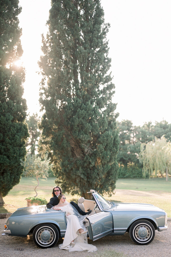 Editorial fashion wedding couple session at chateau de tourreau