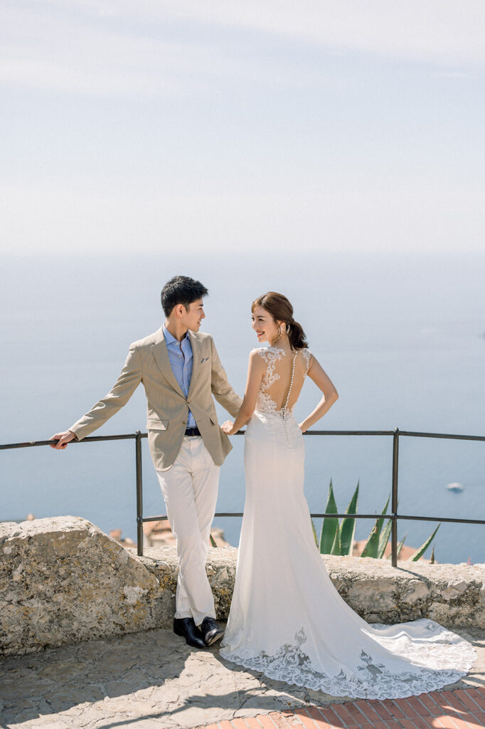 Engagement photo session in Eze with panoramic Mediterranean views
