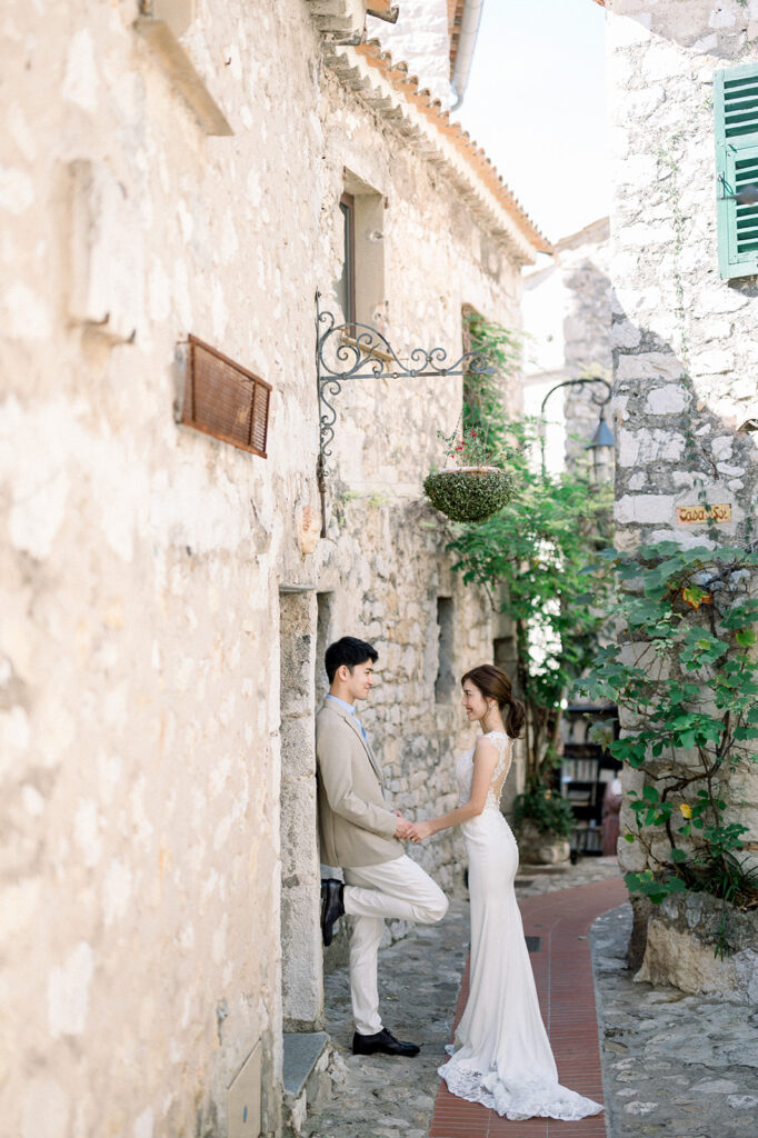 Engagement photo session in Eze with panoramic Mediterranean views