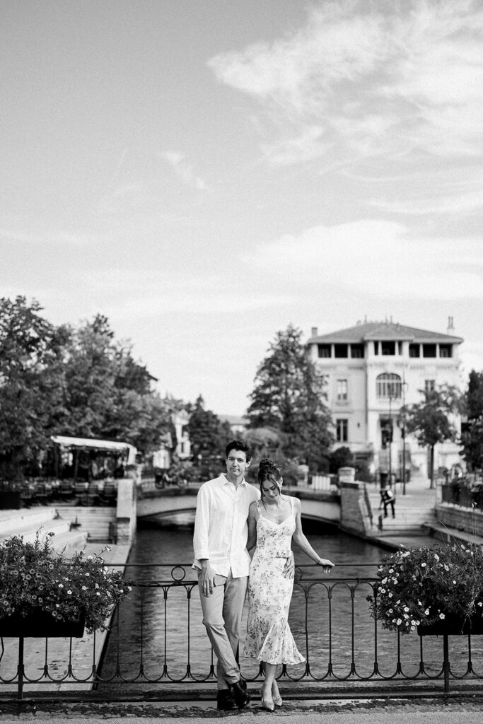 Luxury wedding farewell brunch in L’Isle-sur-la-Sorgue, Provence, along the charming canals