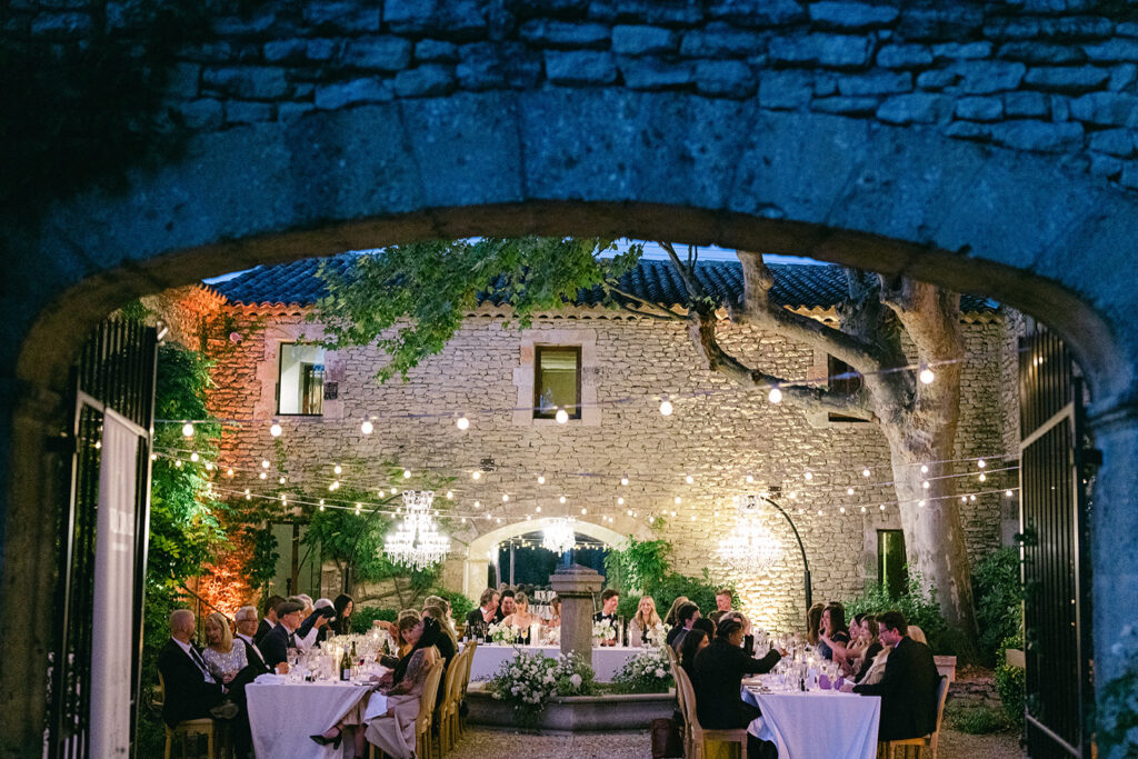 Luxury editorial wedding at Bastide de Laurence, Provence, with elegant white floral decorations